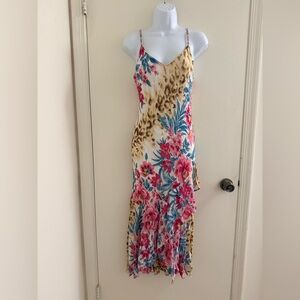 Floral and Leopard Print Maxi Stunning Dress